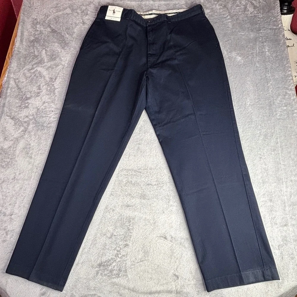 Polo Ralph Lauren Gordon Pant Men 40x32 Navy Blue Relaxed Fit Plain Front Chino